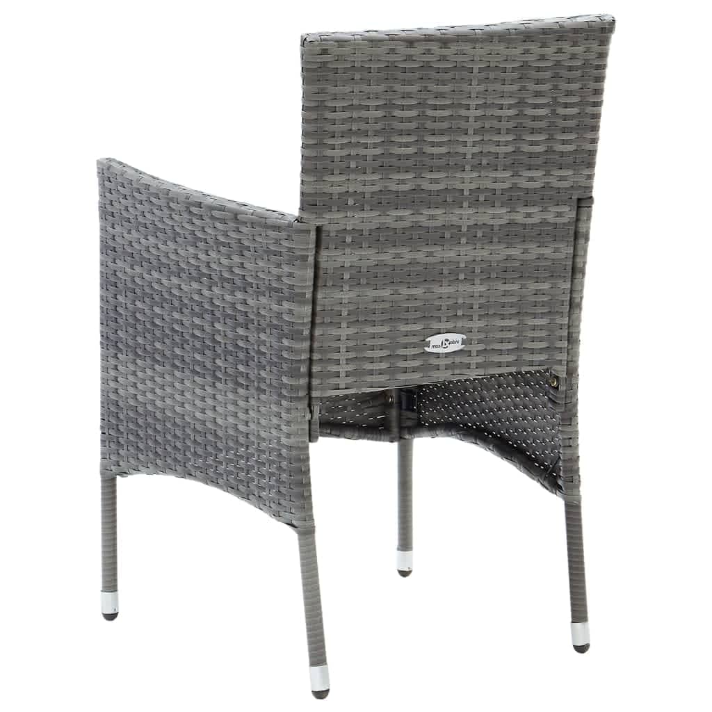 Mobilier à dîner de jardin et coussins 5pcs Résine tressée Gris