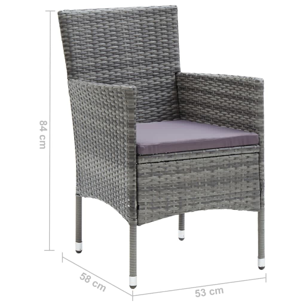 Mobilier à dîner de jardin et coussins 5pcs Résine tressée Gris