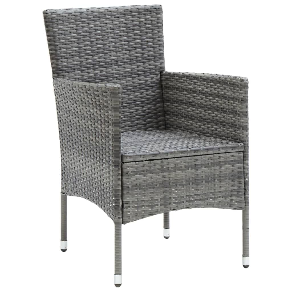 Mobilier à dîner de jardin et coussins 7pcs Résine tressée Gris