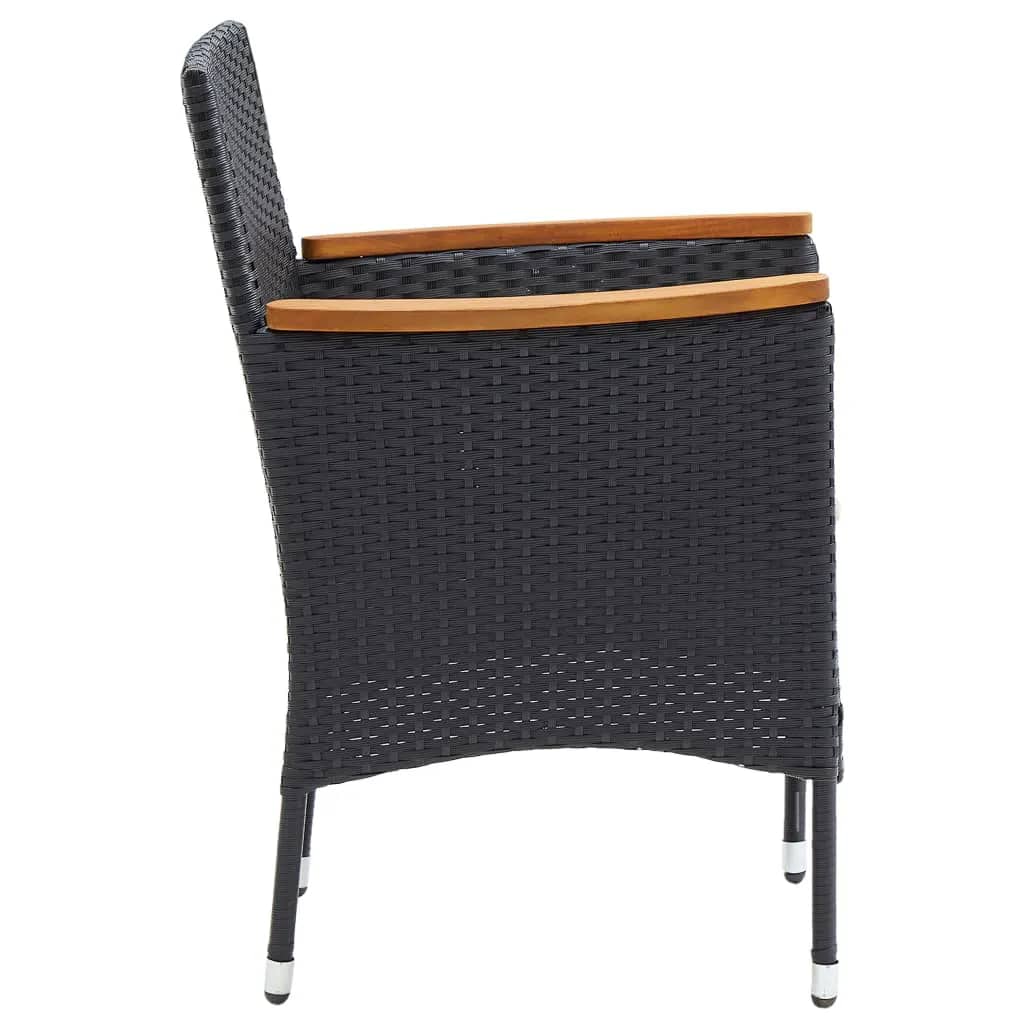 Mobilier à dîner de jardin et coussins 7pcs Résine tressée Noir