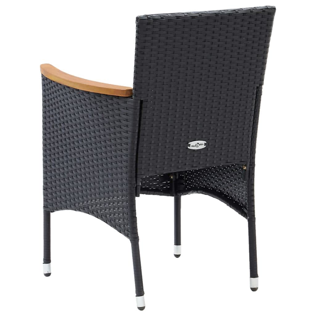 Mobilier à dîner de jardin et coussins 7pcs Résine tressée Noir