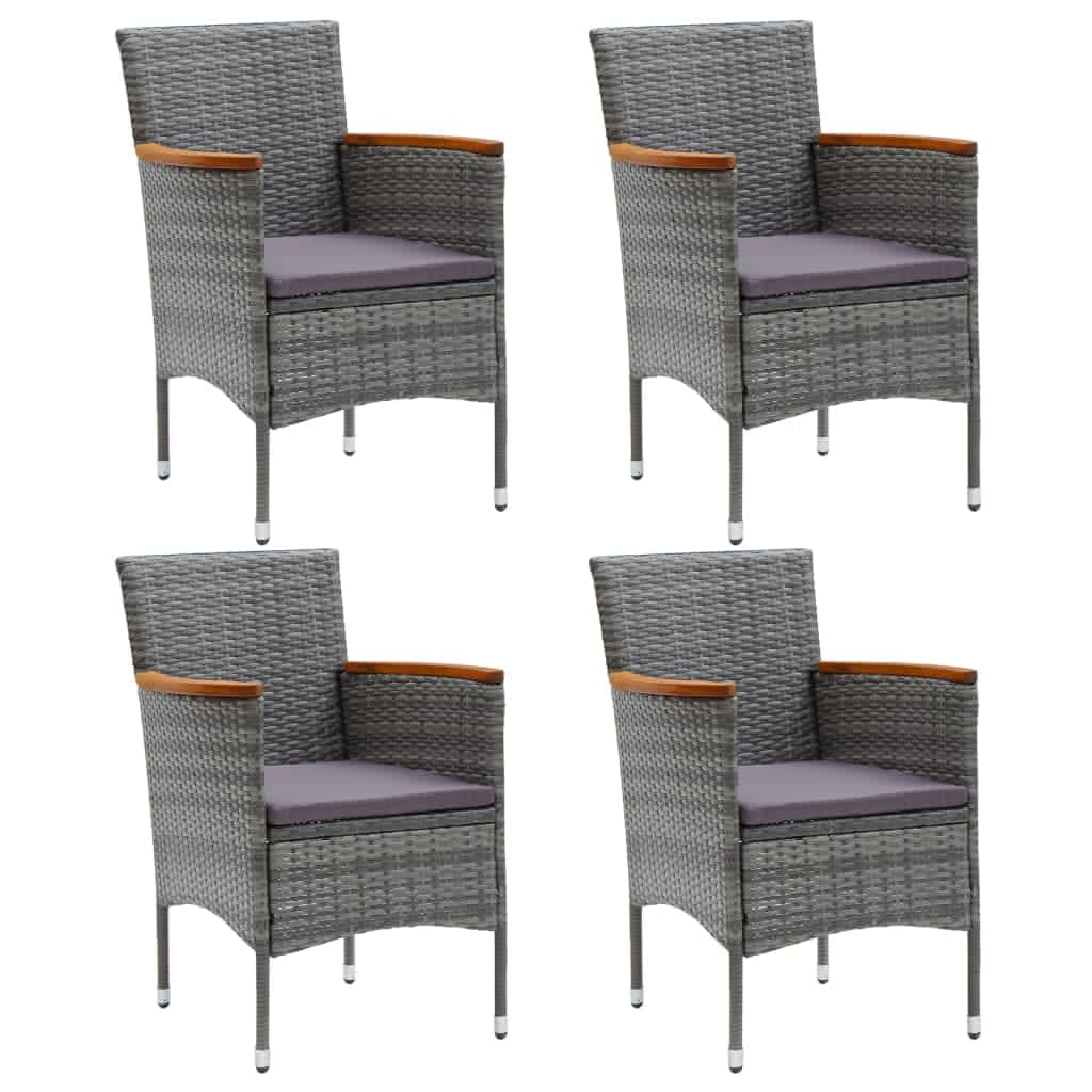 Mobilier à dîner de jardin et coussins 5pcs Résine tressée Gris