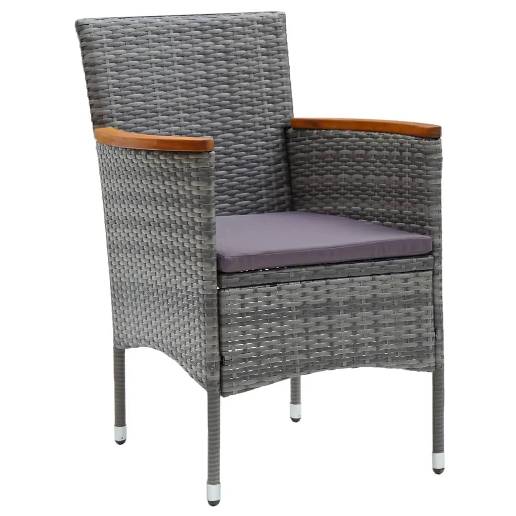 Mobilier à dîner de jardin et coussins 5pcs Résine tressée Gris