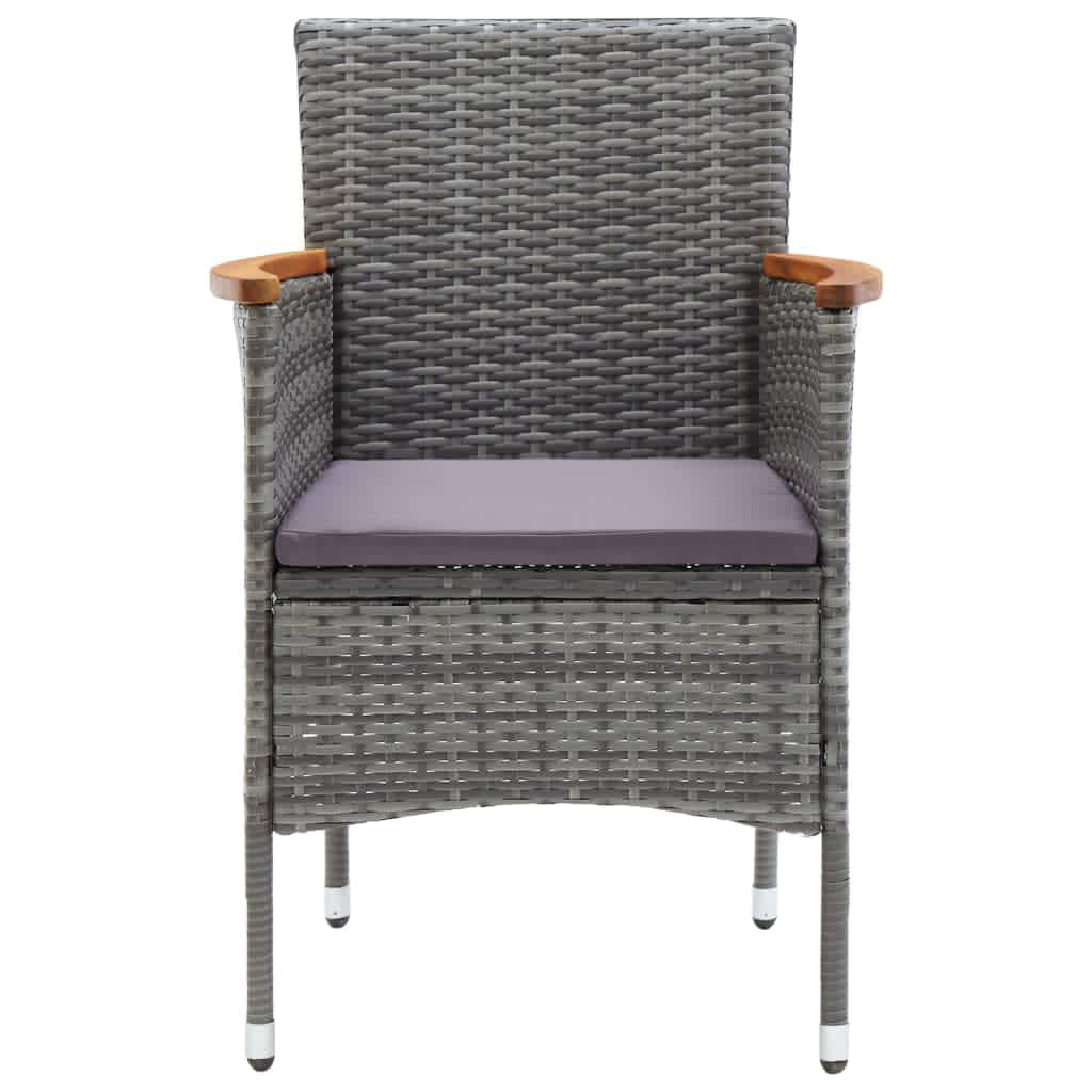 Mobilier à dîner de jardin et coussins 5pcs Résine tressée Gris