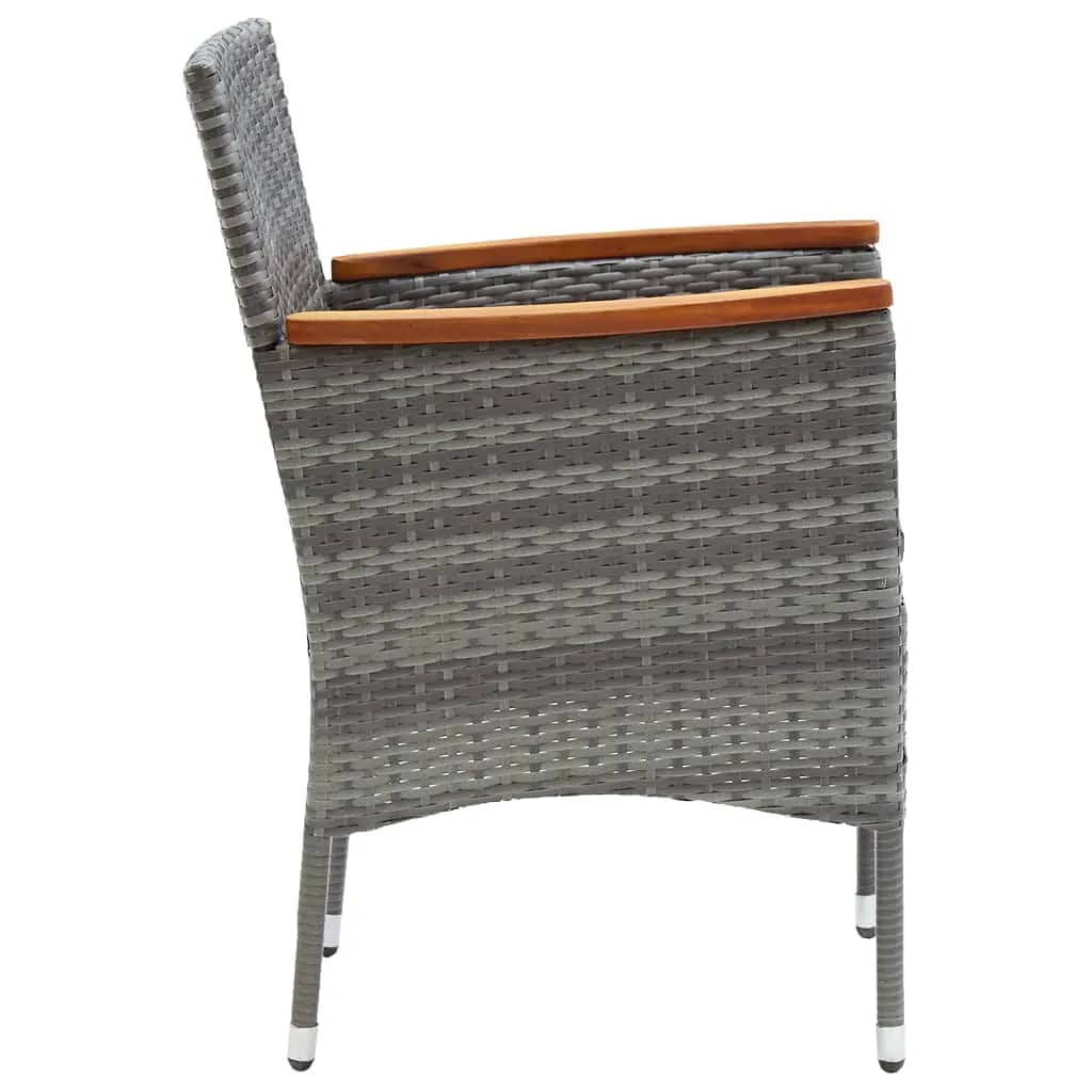 Mobilier à dîner de jardin et coussins 5pcs Résine tressée Gris