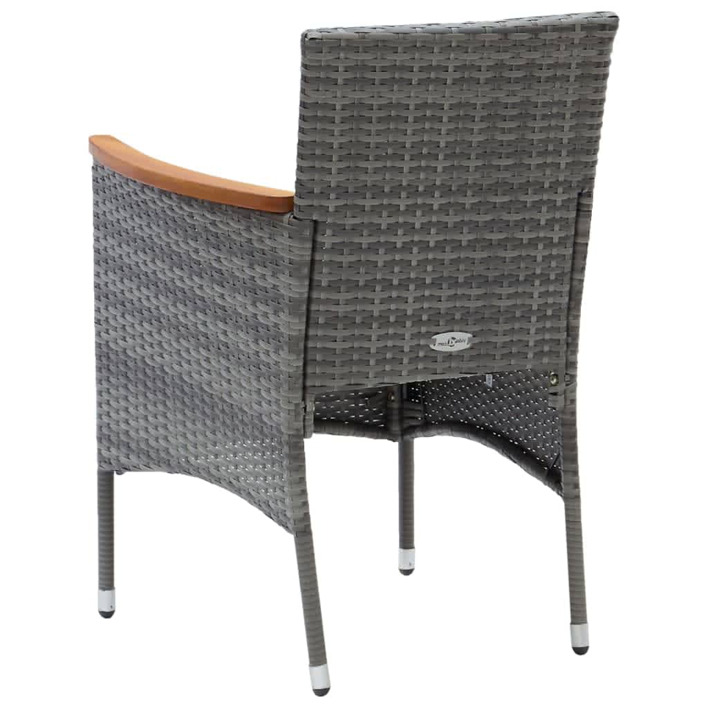 Mobilier à dîner de jardin et coussins 5pcs Résine tressée Gris