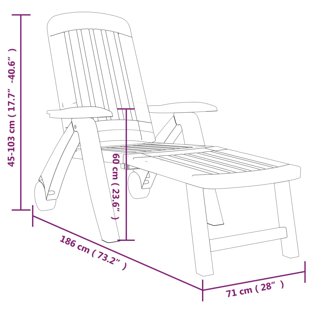 Chaise longue pliable Polypropylène Vert