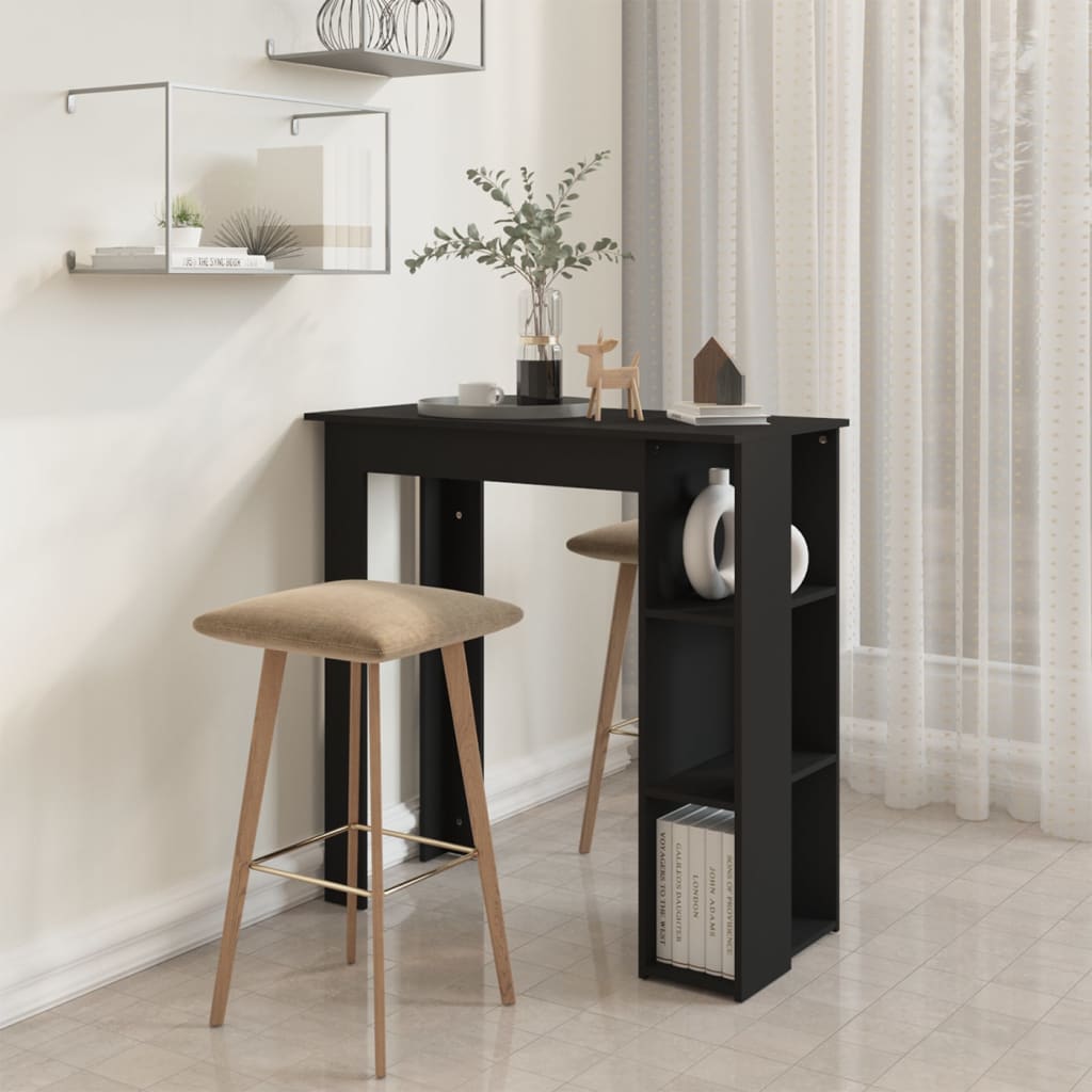 Bar table with black shelf 102x50x103.5 cm agglomerated
