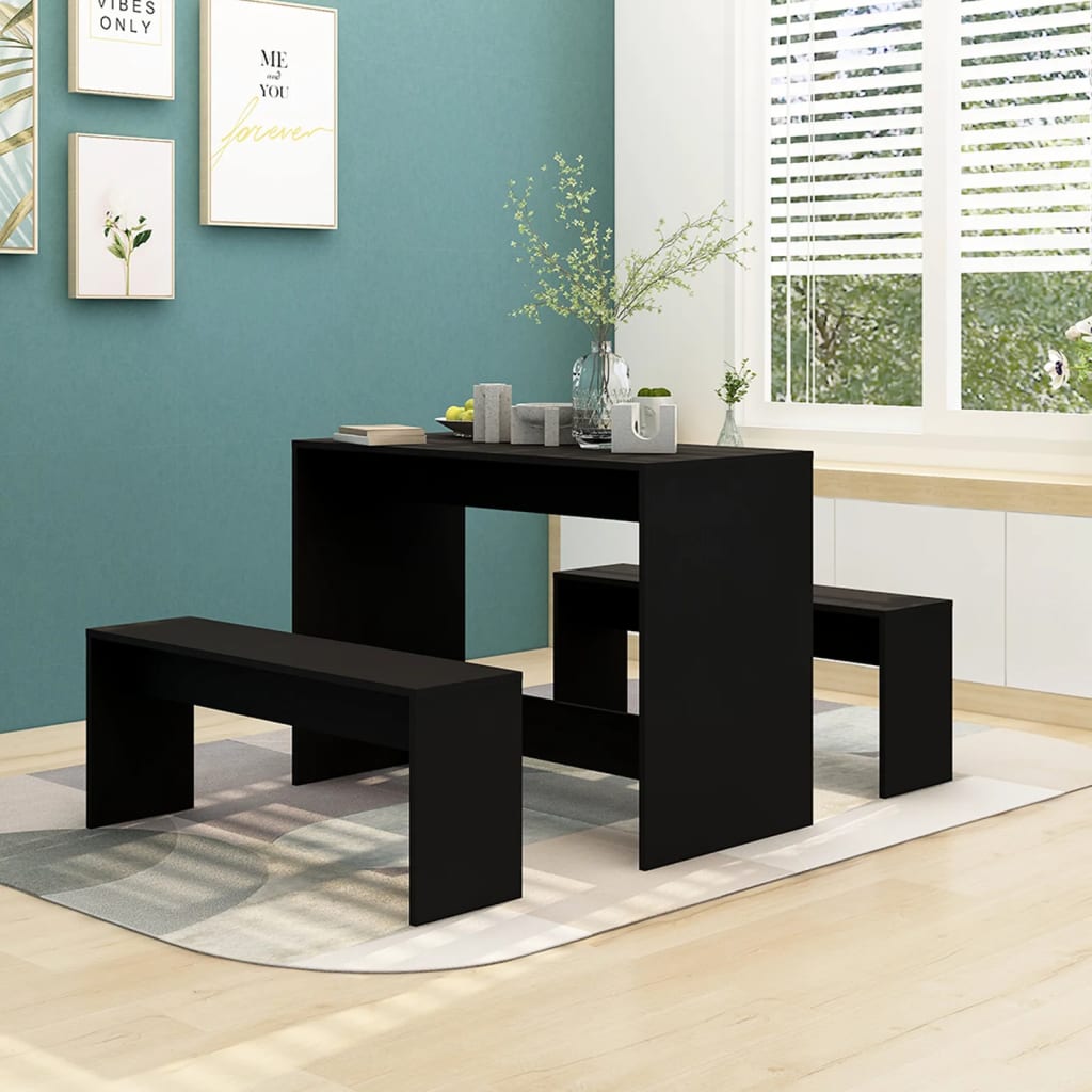 Agglomerated black 3 pcs dining room