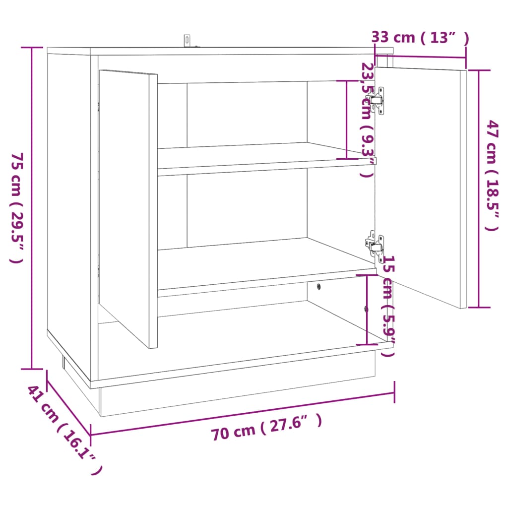 Weißes Buffet 70x41x75 cm agglomeriert