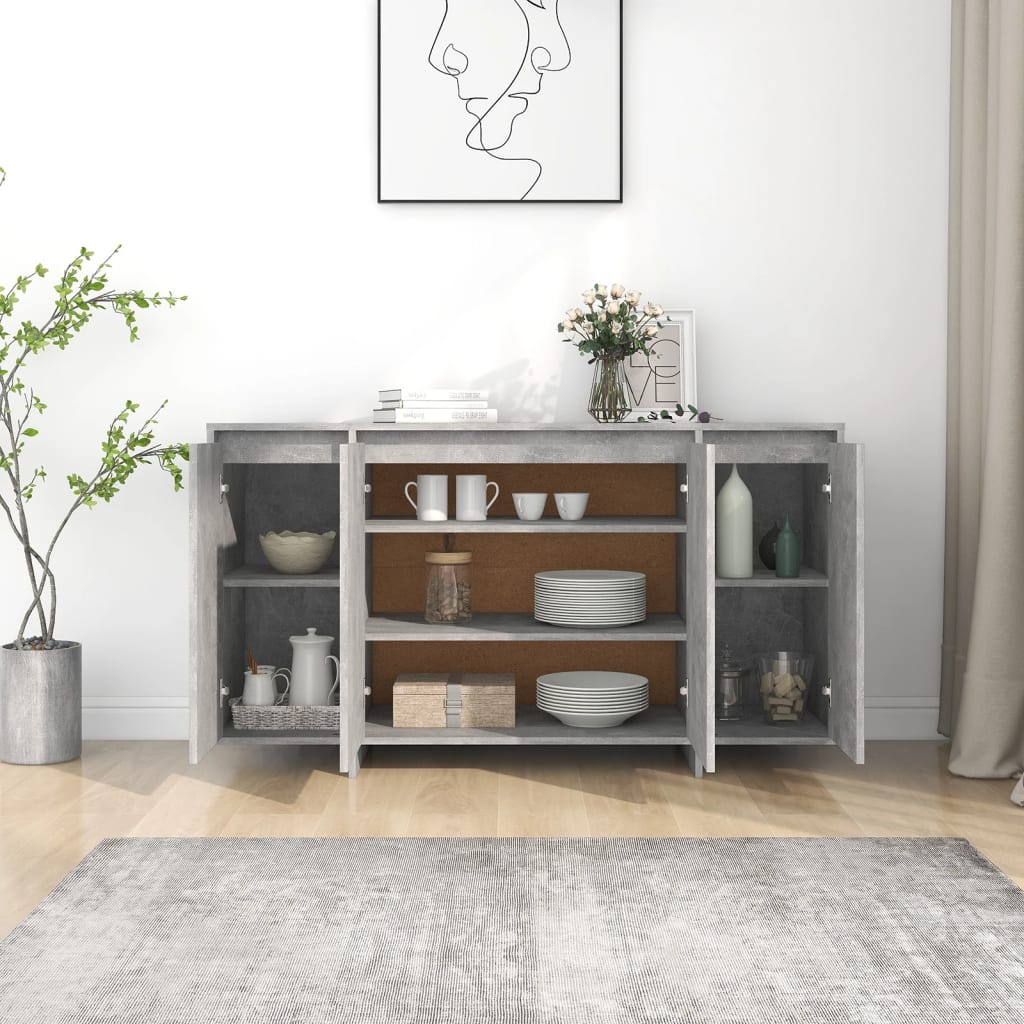 Credenza grigio cemento 135x41x75 cm in multistrato