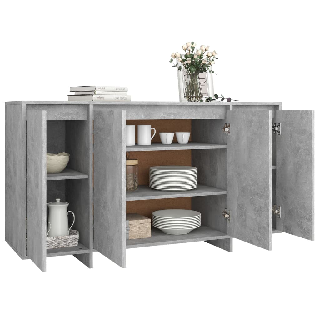 Credenza grigio cemento 135x41x75 cm in multistrato