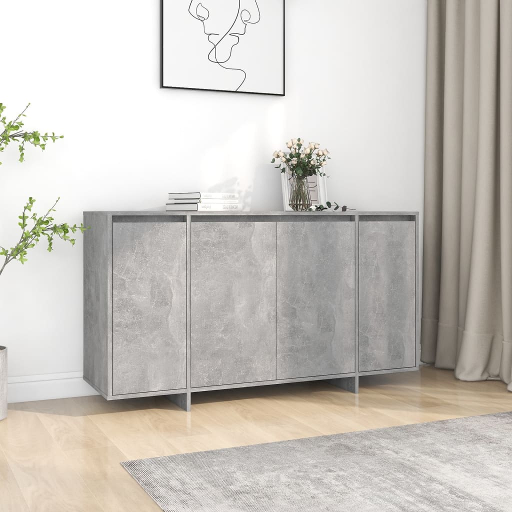 Credenza grigio cemento 135x41x75 cm in multistrato