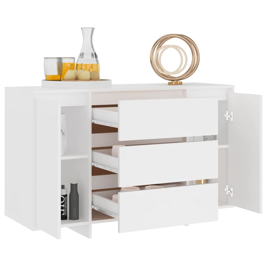 Buffet with 3 white drawers 120x41x75 cm agglomerated