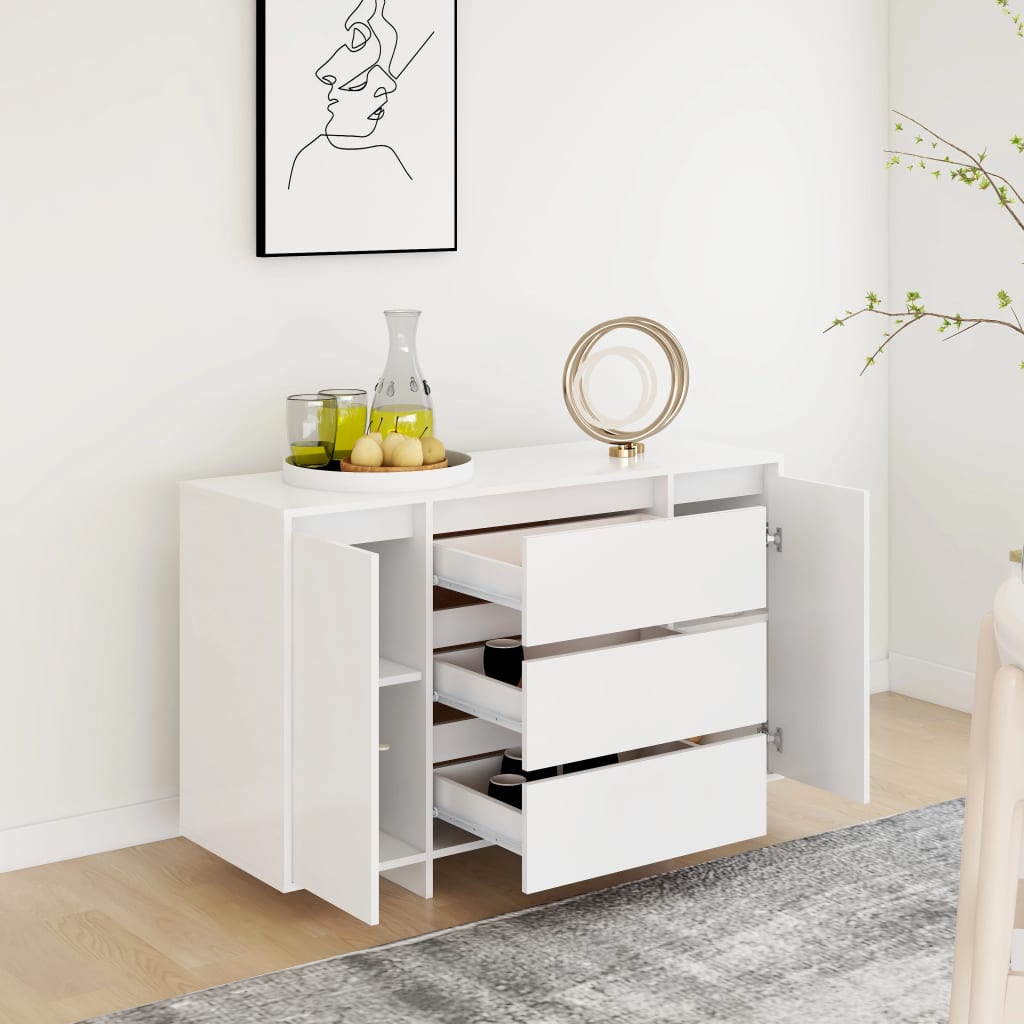 Buffet mit 3 weißen Schubladen 120x41x75 cm agglomeriert