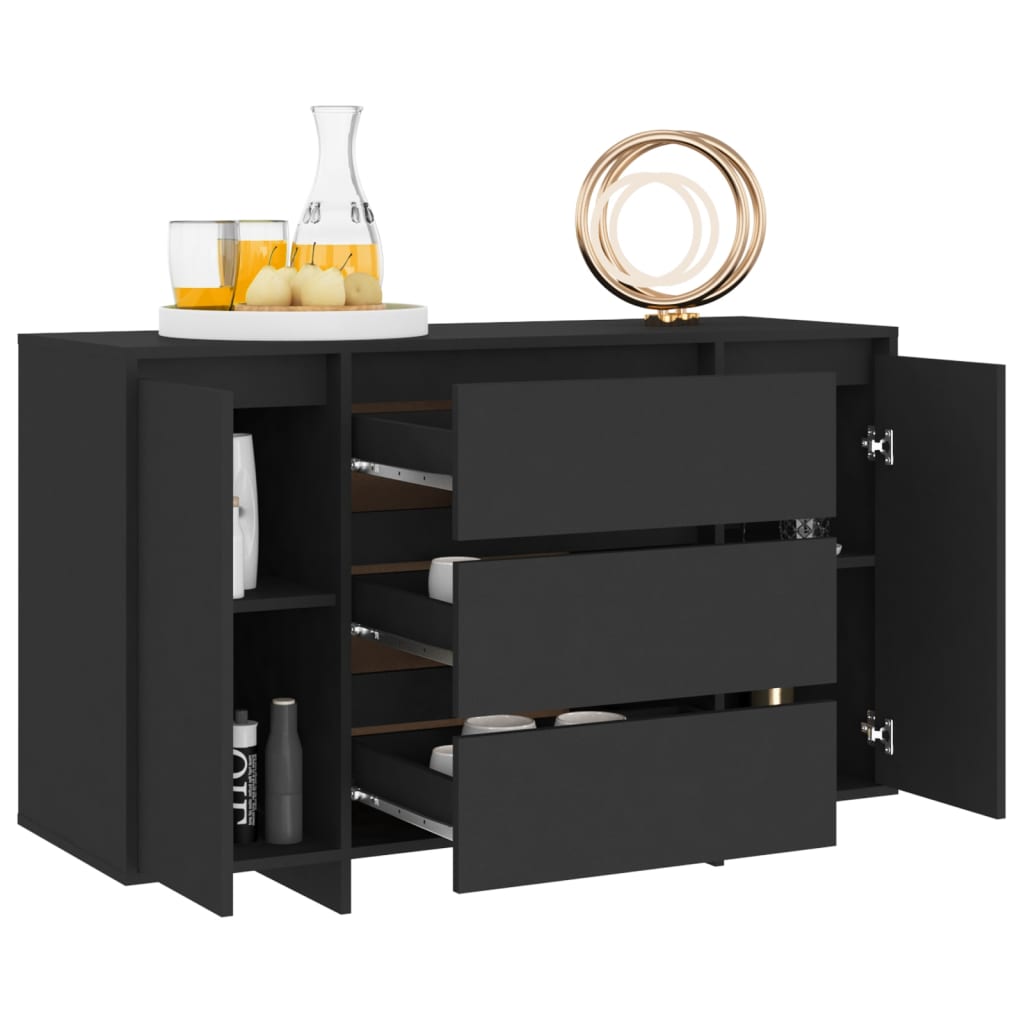Buffet with 3 black drawers 120x41x75 cm agglomerated