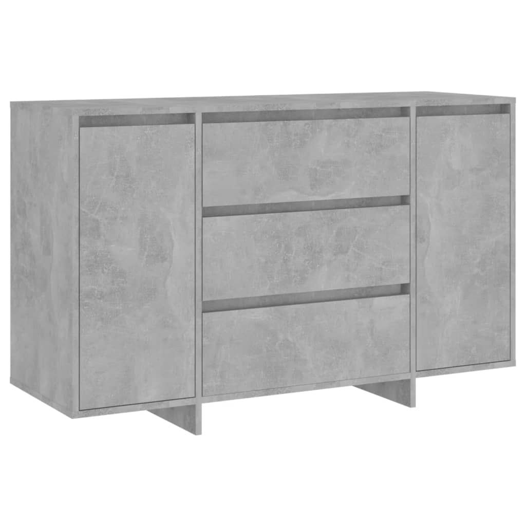 Buffet with 3 concrete gray drawers 120x41x75 cm agglomerated