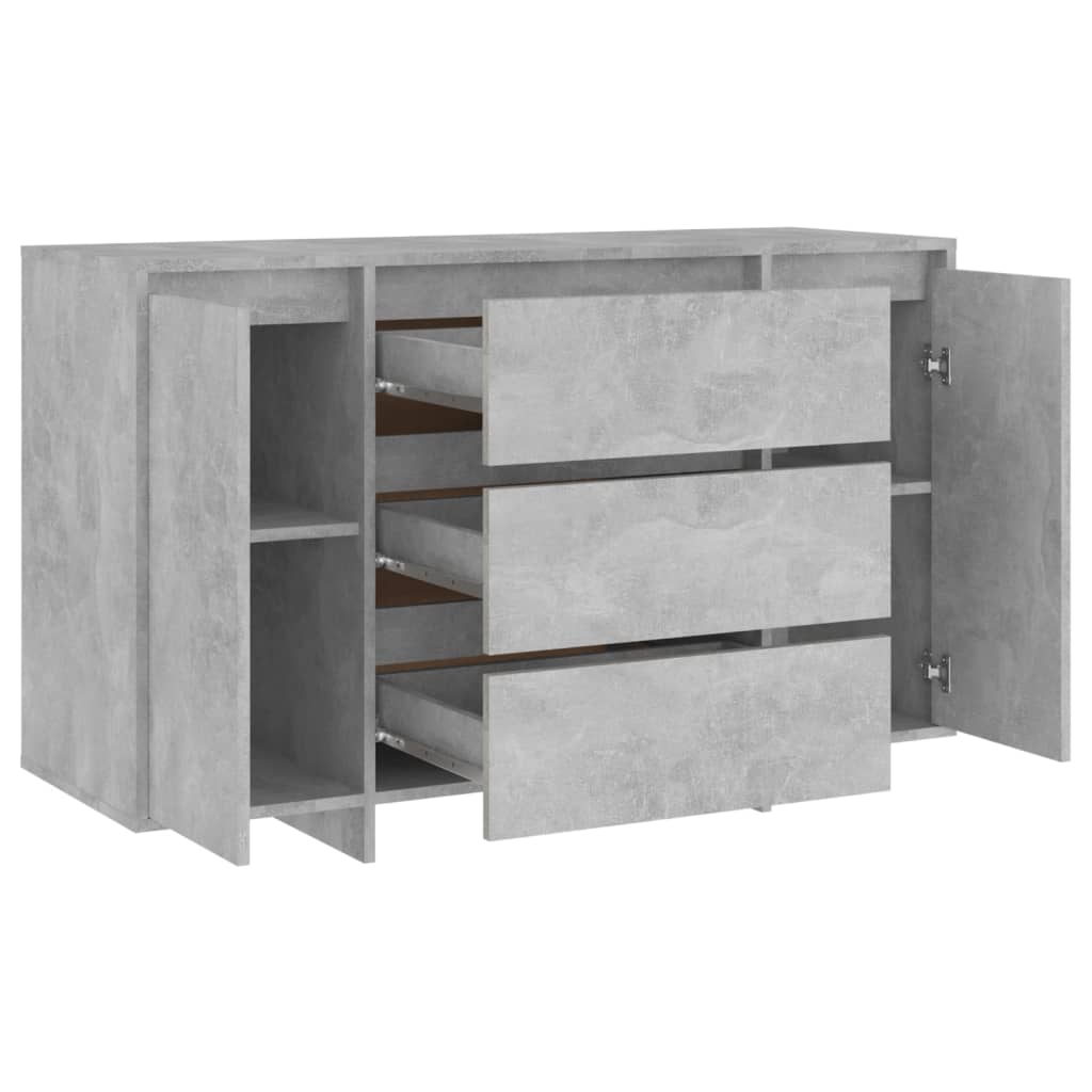 Buffet with 3 concrete gray drawers 120x41x75 cm agglomerated