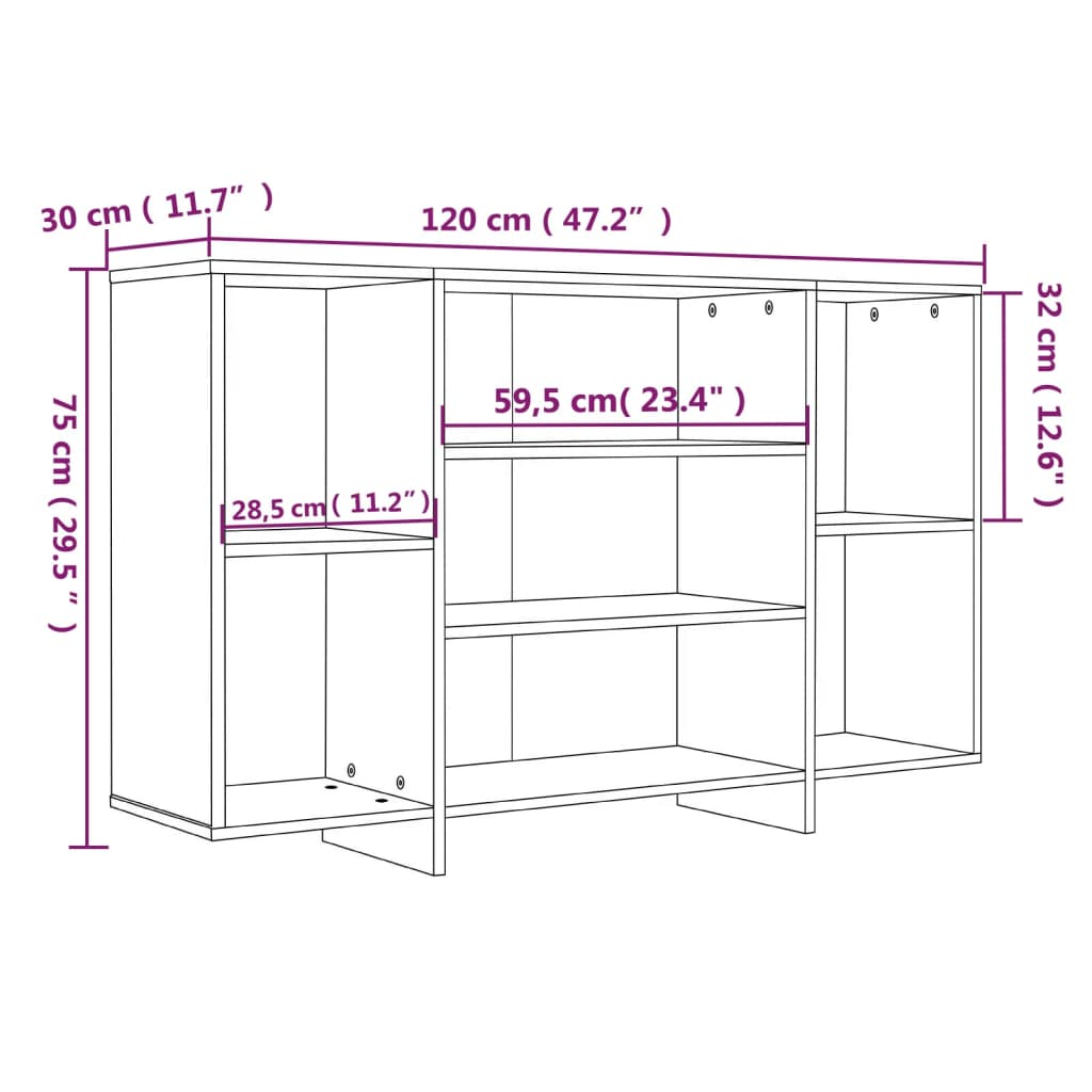 Brilliant White Buffet 120x30x75 cm ingegneristica legna