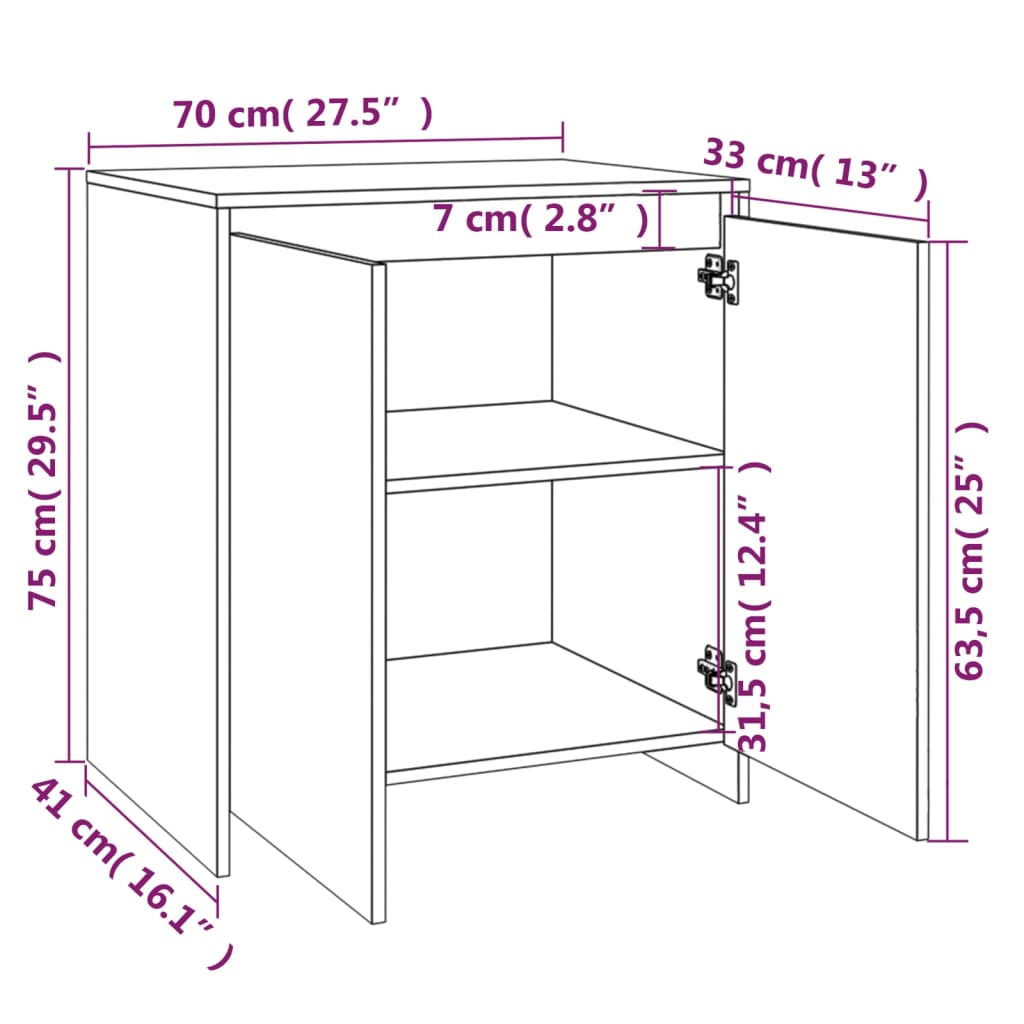 Sonoma Oak Buffet 70x41x75 cm Ingenieurholz Holz