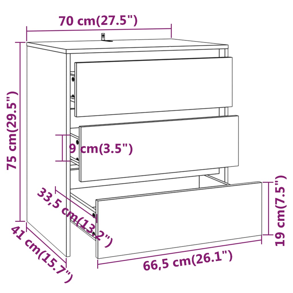 Betongrau -Buffet 70x41x75 cm Engineering Holz