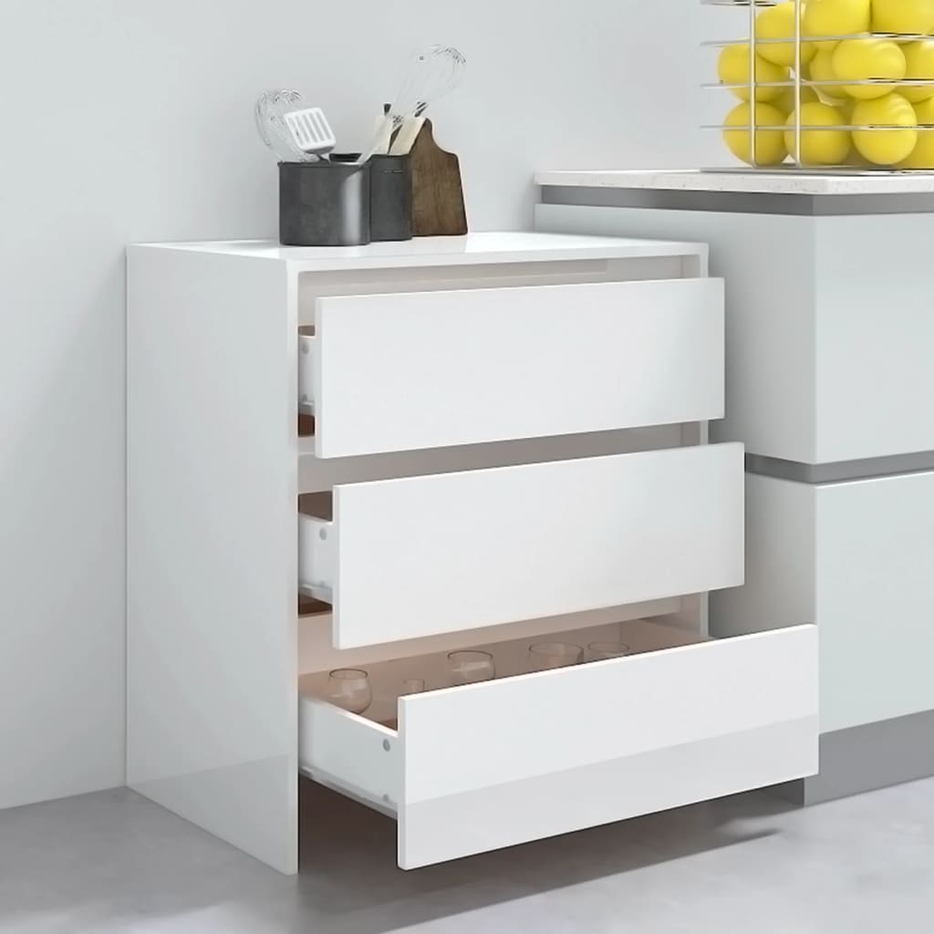 Credenza Bianco lucido 70x41x75 cm MDF