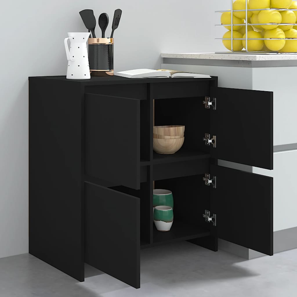 Schwarzes Buffet 70x41x75 cm Engineering Holz