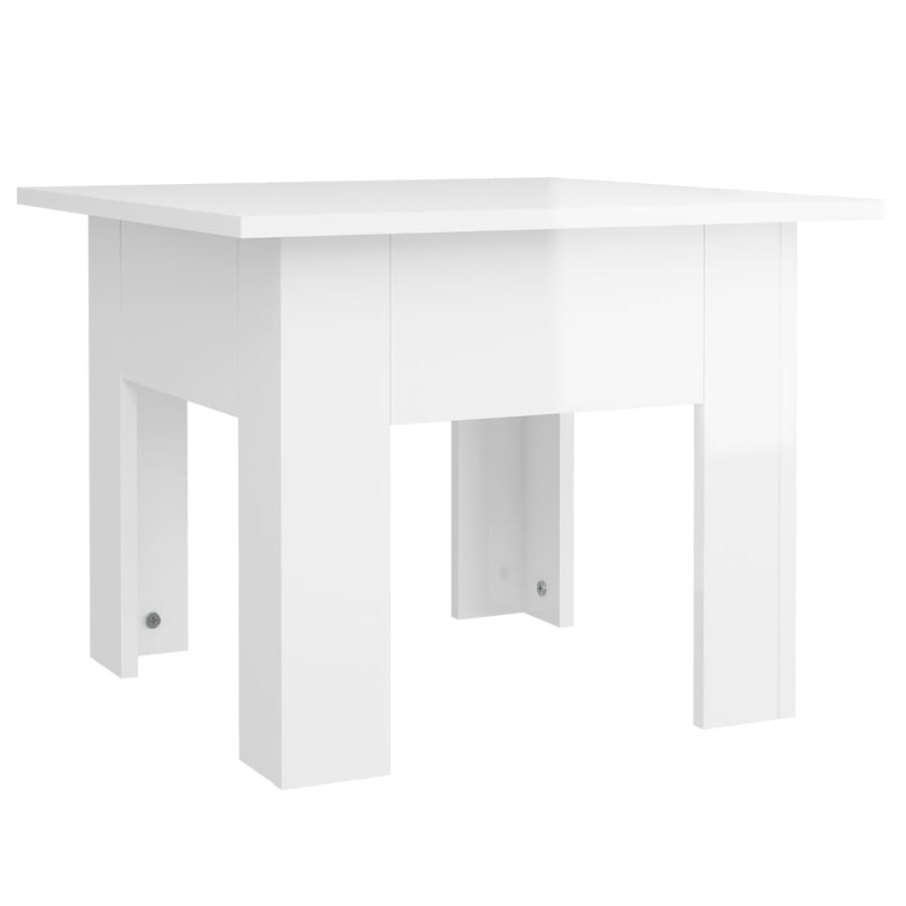 Tavolino bianco brillante 55x55x42 cm ingegneria