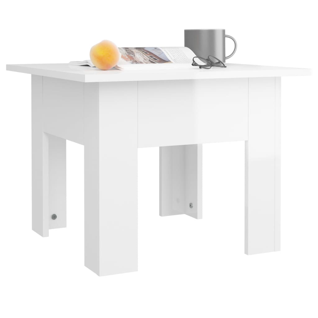 Brilliant white coffee table 55x55x42 cm Engineering wood