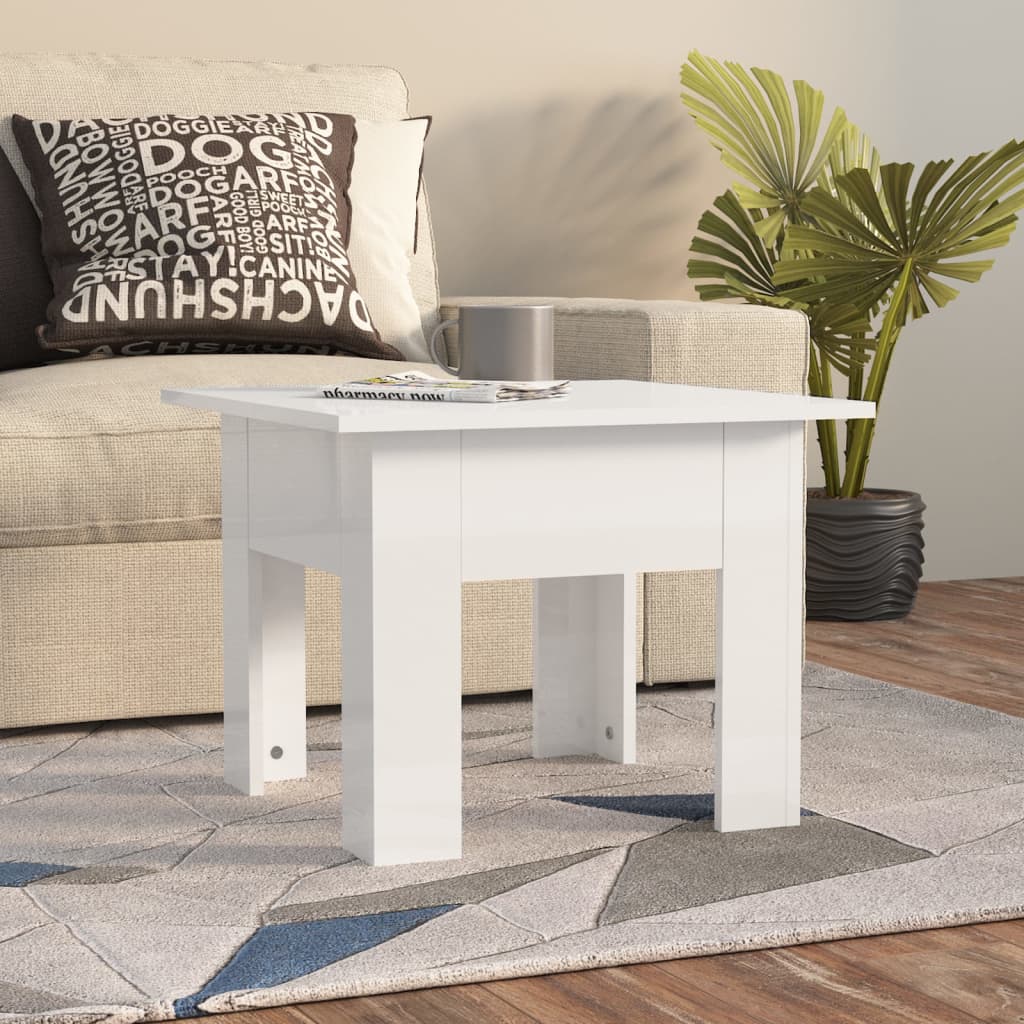 Brilliant white coffee table 55x55x42 cm Engineering wood