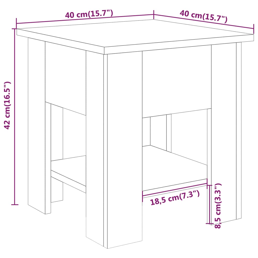 Tavolino Bianco 40x40x42 cm MDF