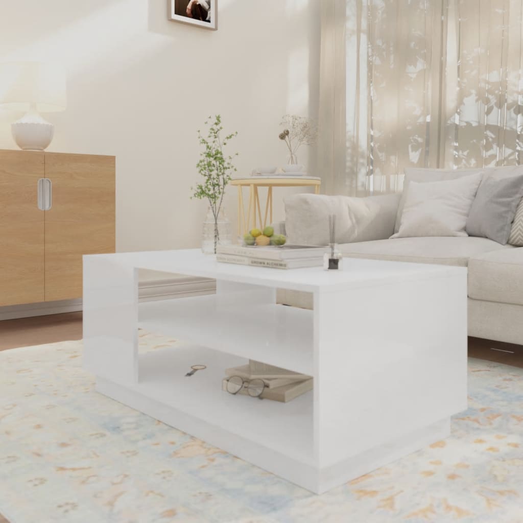 Shiny white coffee table 102x55x43 cm agglomerated