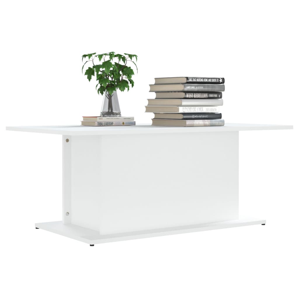 Table basse Blanc 102x55,5x40 cm Aggloméré