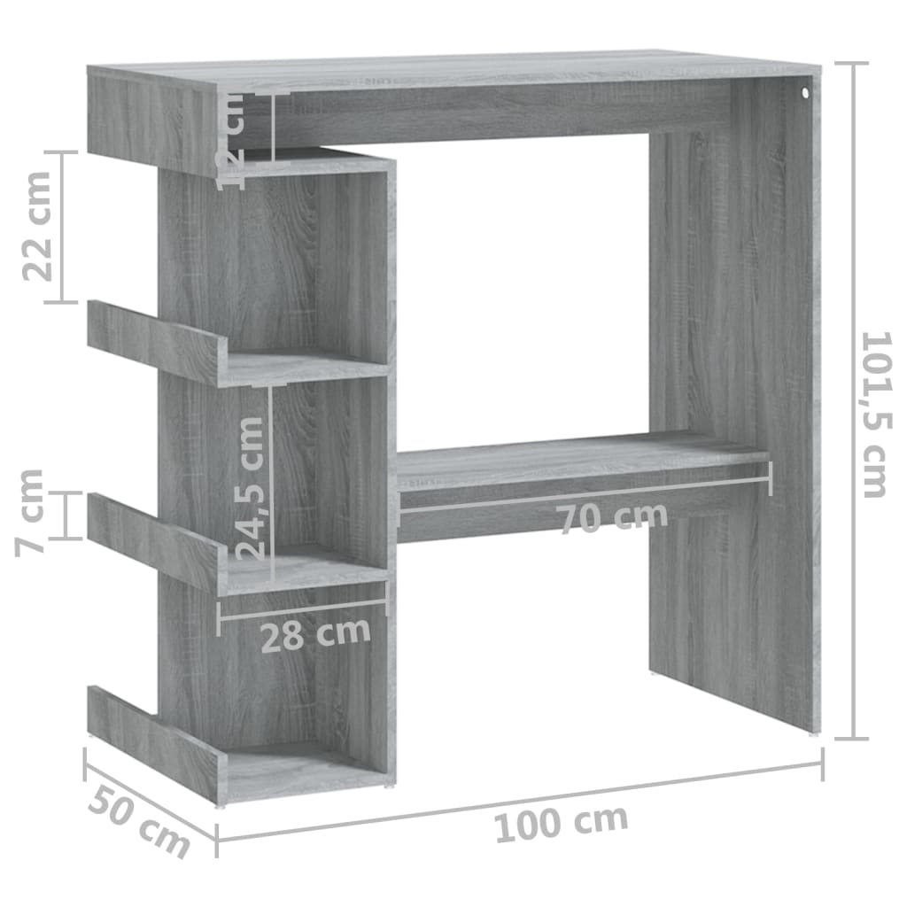 Bartisch und Sonoma Grey Storage Regal 100x50x101.5 cm