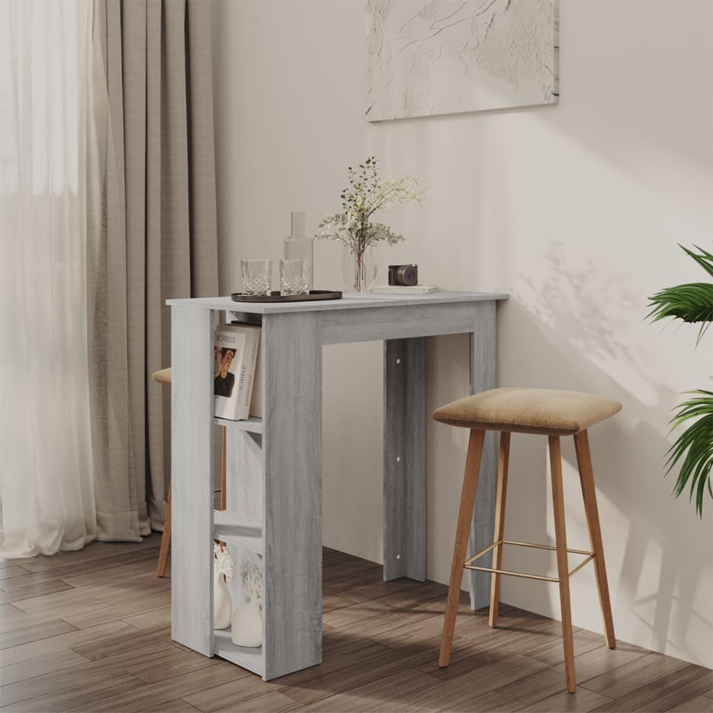 Bar table with Sonoma Gray 102x50x103.5 cm agglomerated shelf