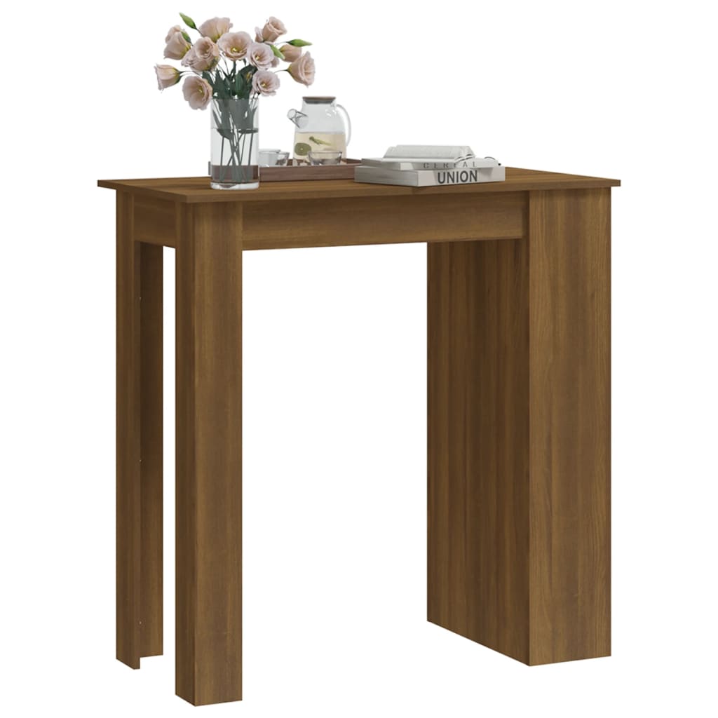 Bar table and brown oak storage 102x50x103.5cm agglomerated