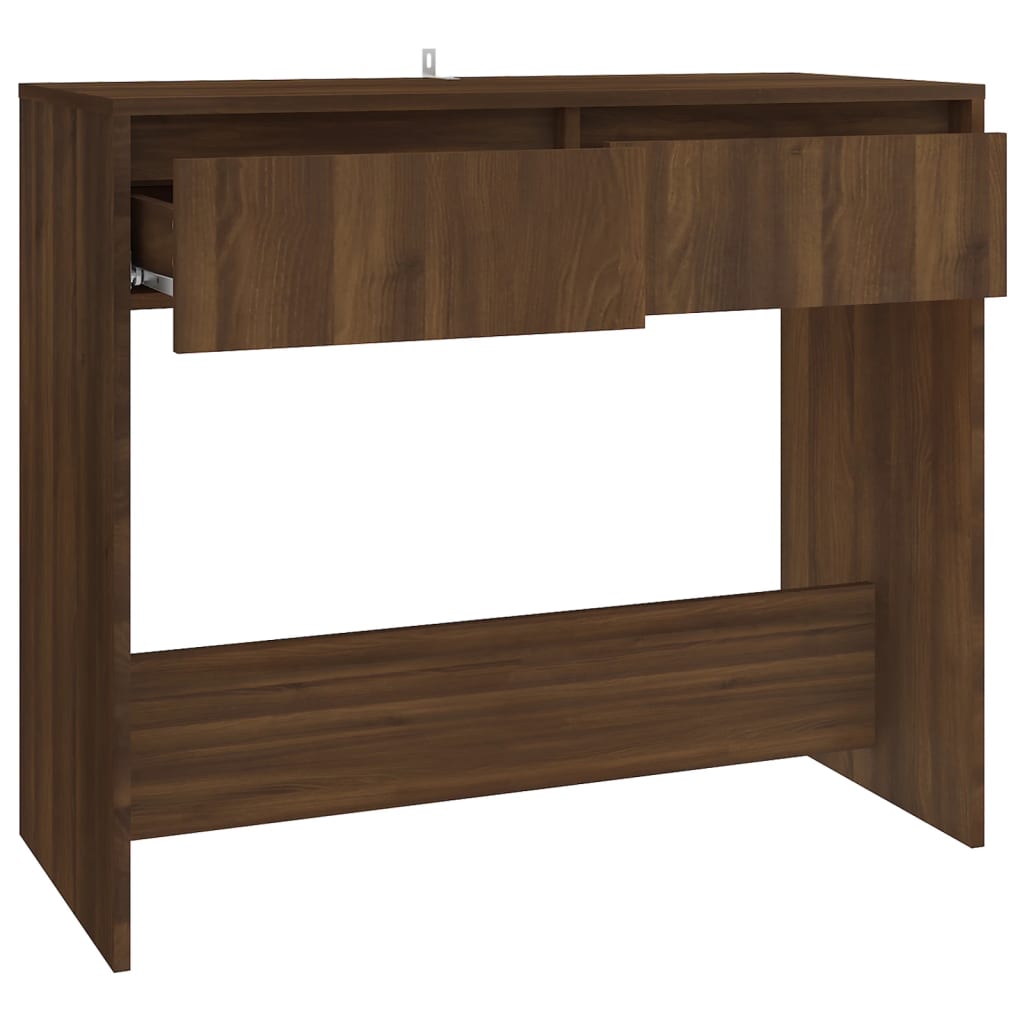 Brown oak console table 89x41x76.5 cm steel