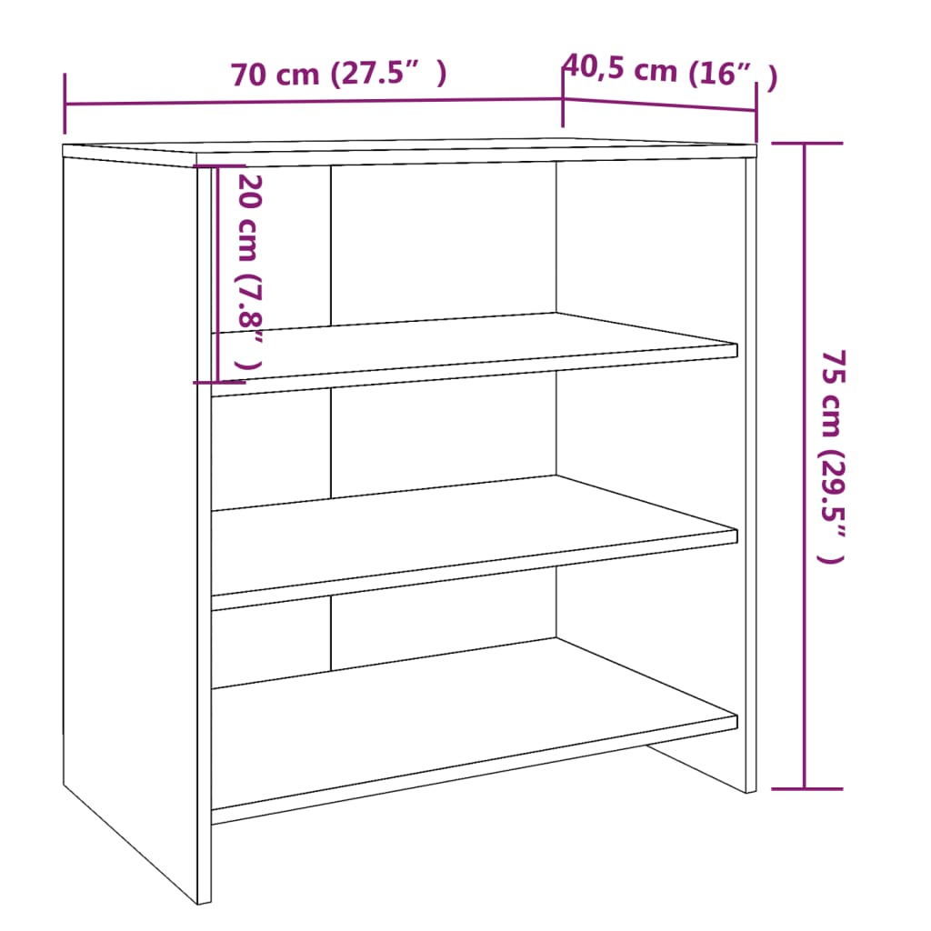 Credenza Sonoma grigio 70x40,5x75 cm Truciolare