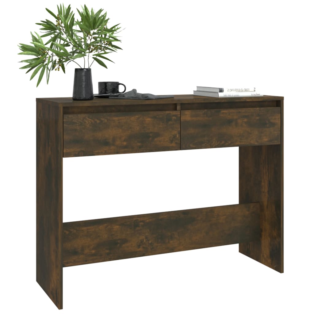 Smoked oak console table 100x35x76.5 cm agglomerated