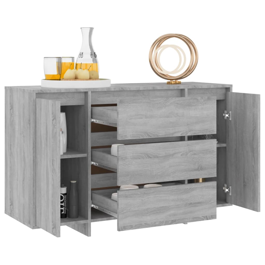 Buffet with 3 Gray Sonoma drawers 120x41x75 cm Agglomerated