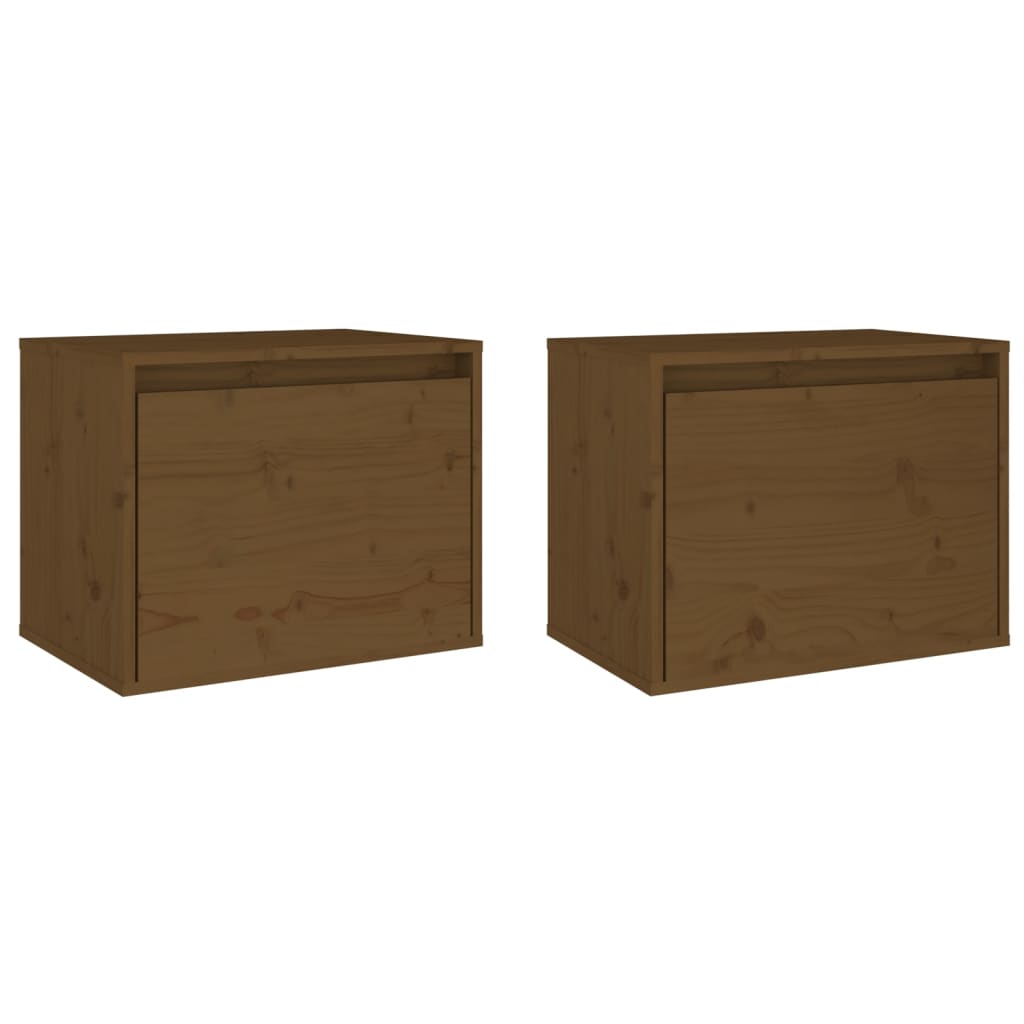 Wall cabinets 2pcs brown honey 45x30x35cm solid pine wood