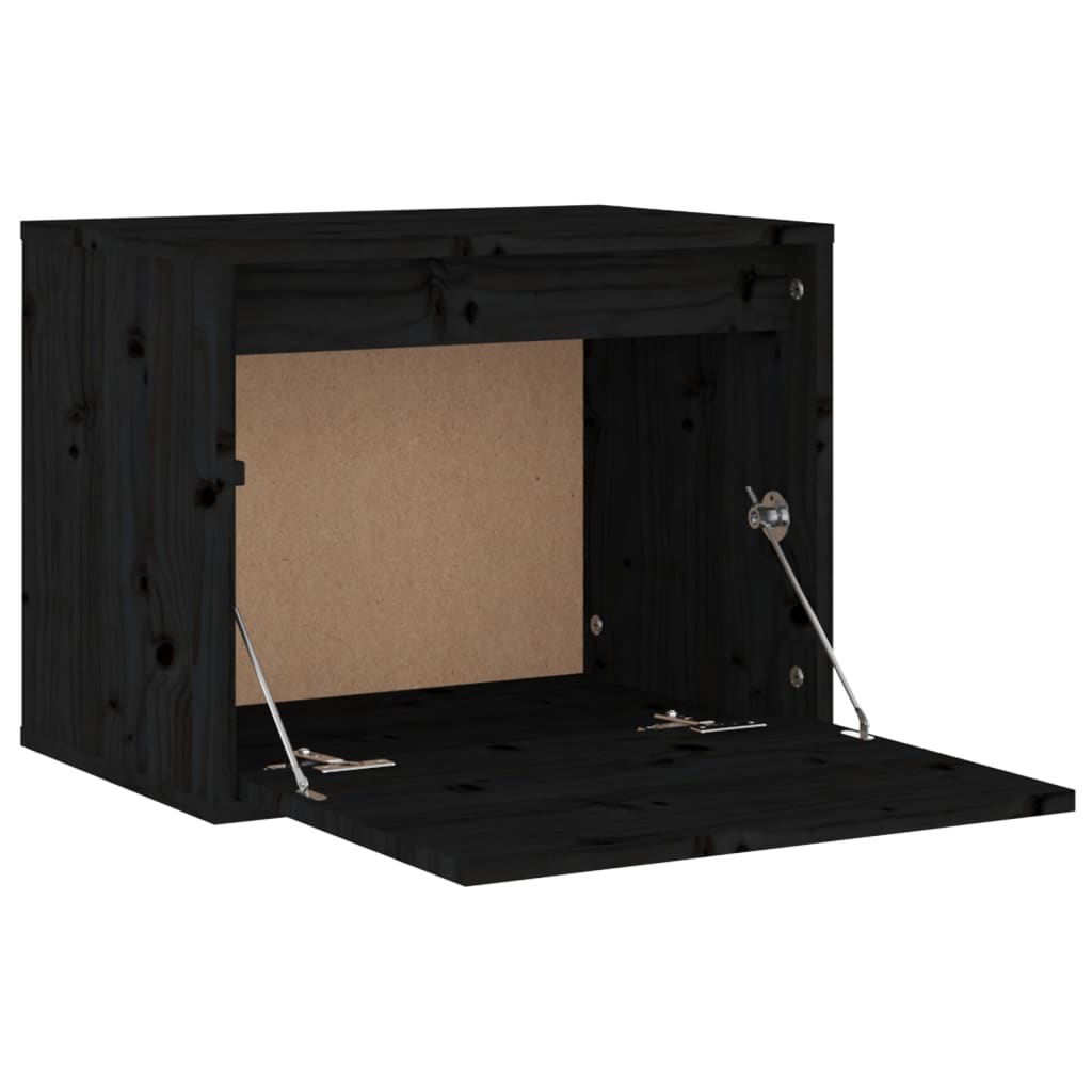 Black wall cabinet 45x30x35 cm Solid pine wood