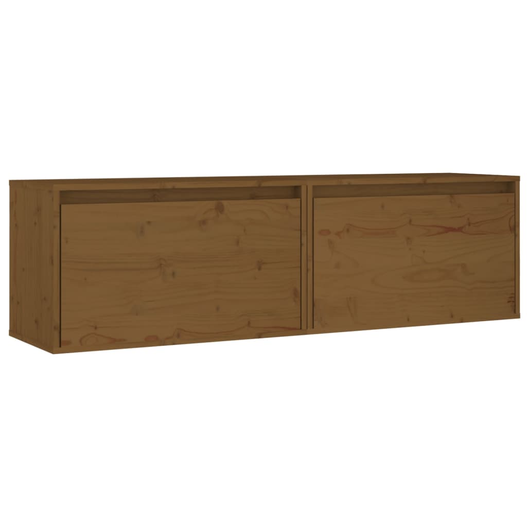 Wall cabinets 2pcs brown honey 60x30x35cm solid pine wood
