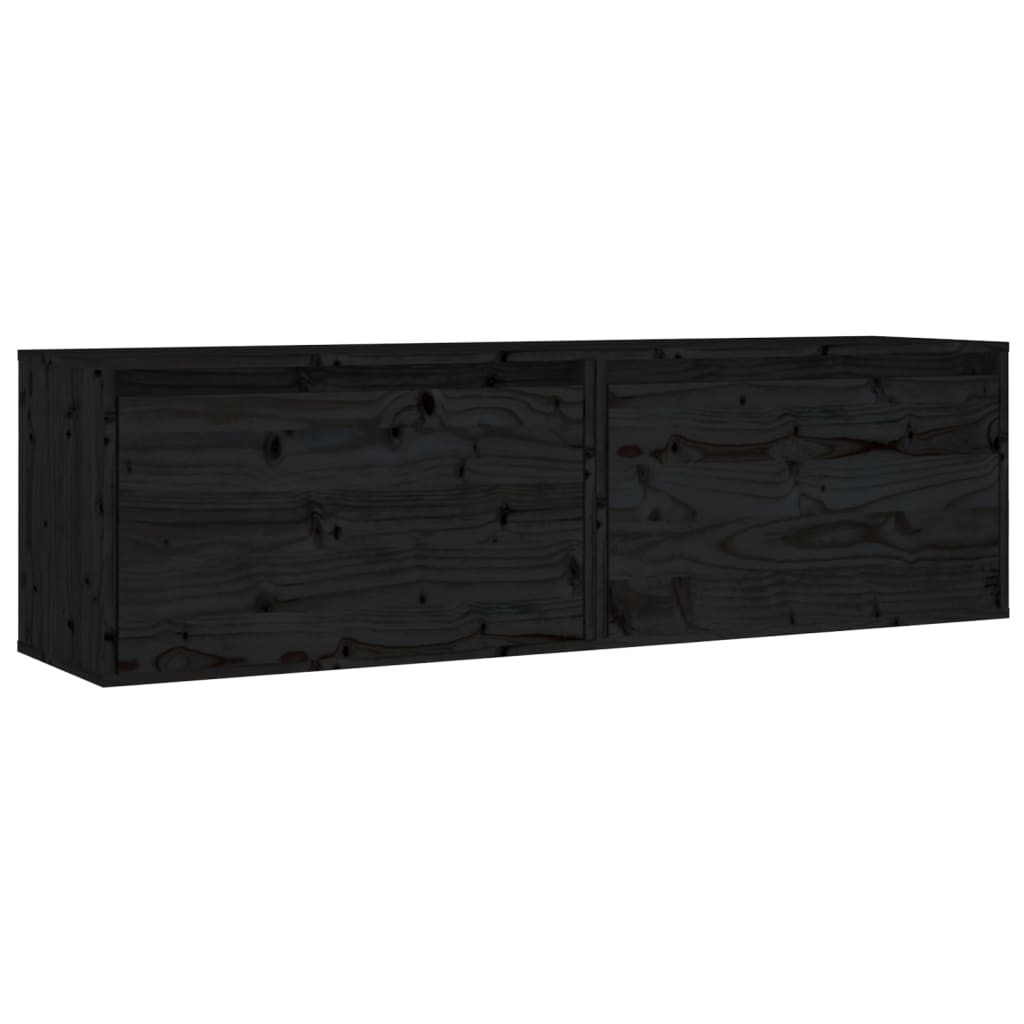 Wall cabinets 2 pcs black 60x30x35 cm solid pine wood