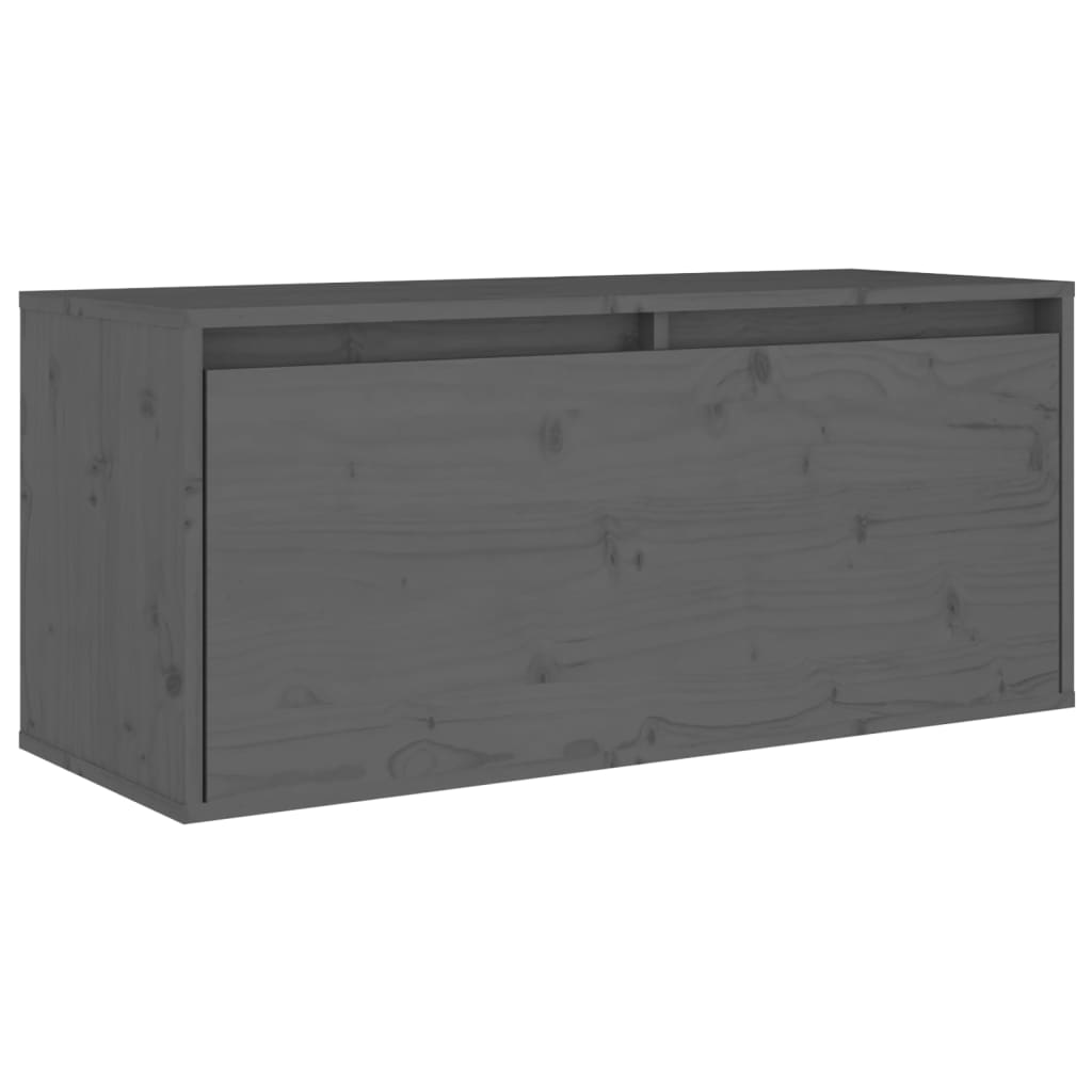 Gray wall cabinet 80x30x35 cm Solid pine wood