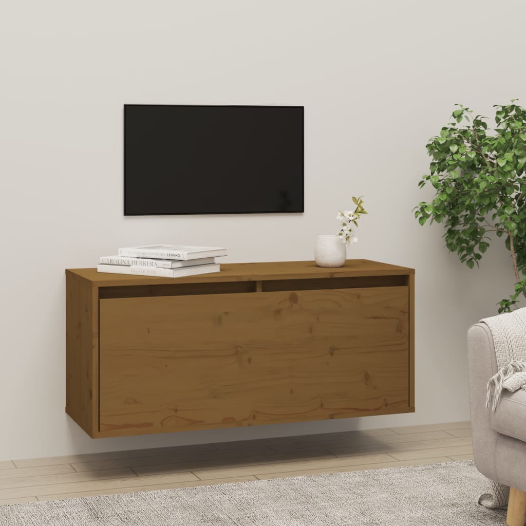 Honey brown wall cabinet 80x30x35 cm solid pine wood