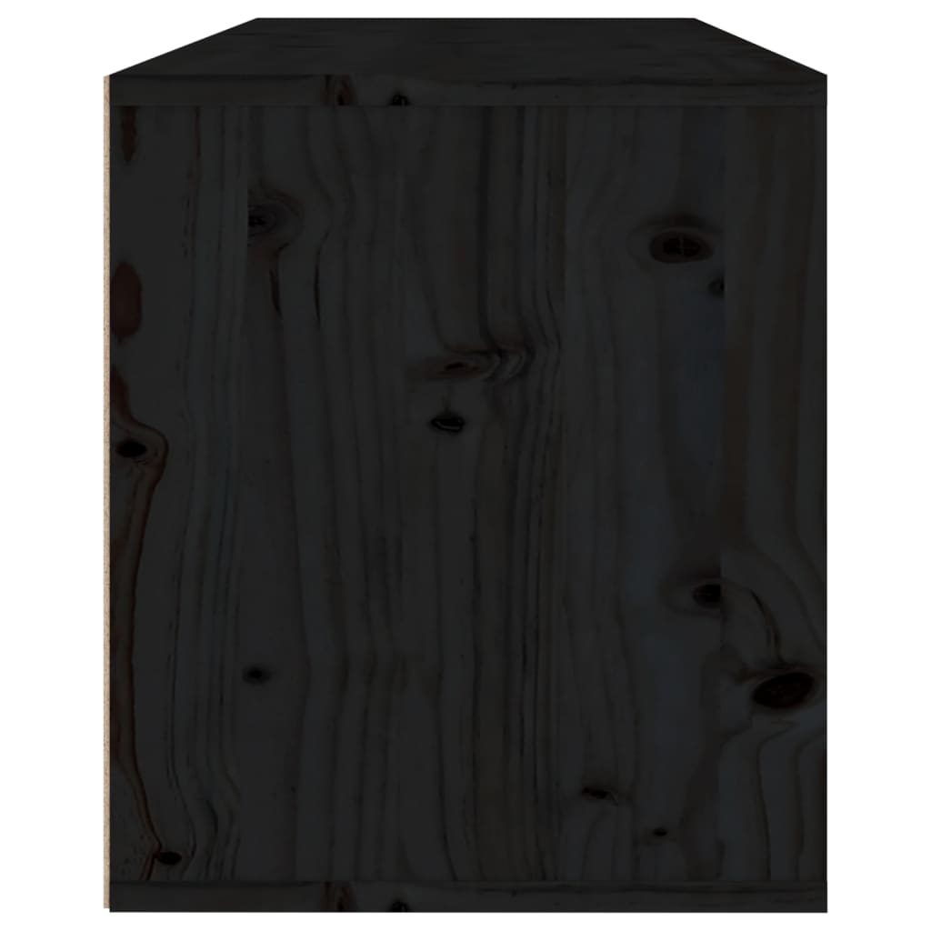 Black wall cabinet 80x30x35 cm Solid pine wood