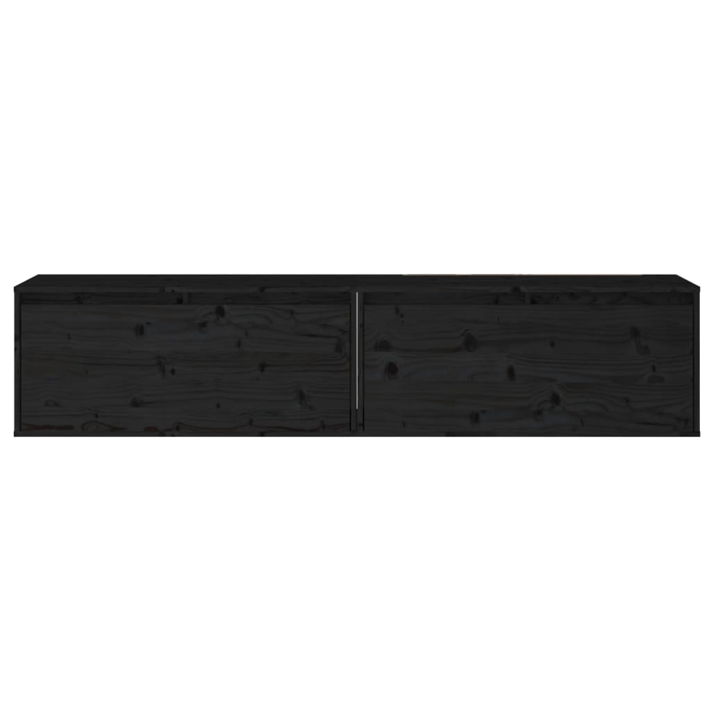 Wall cabinets 2 pcs black 80x30x35 cm solid pine wood