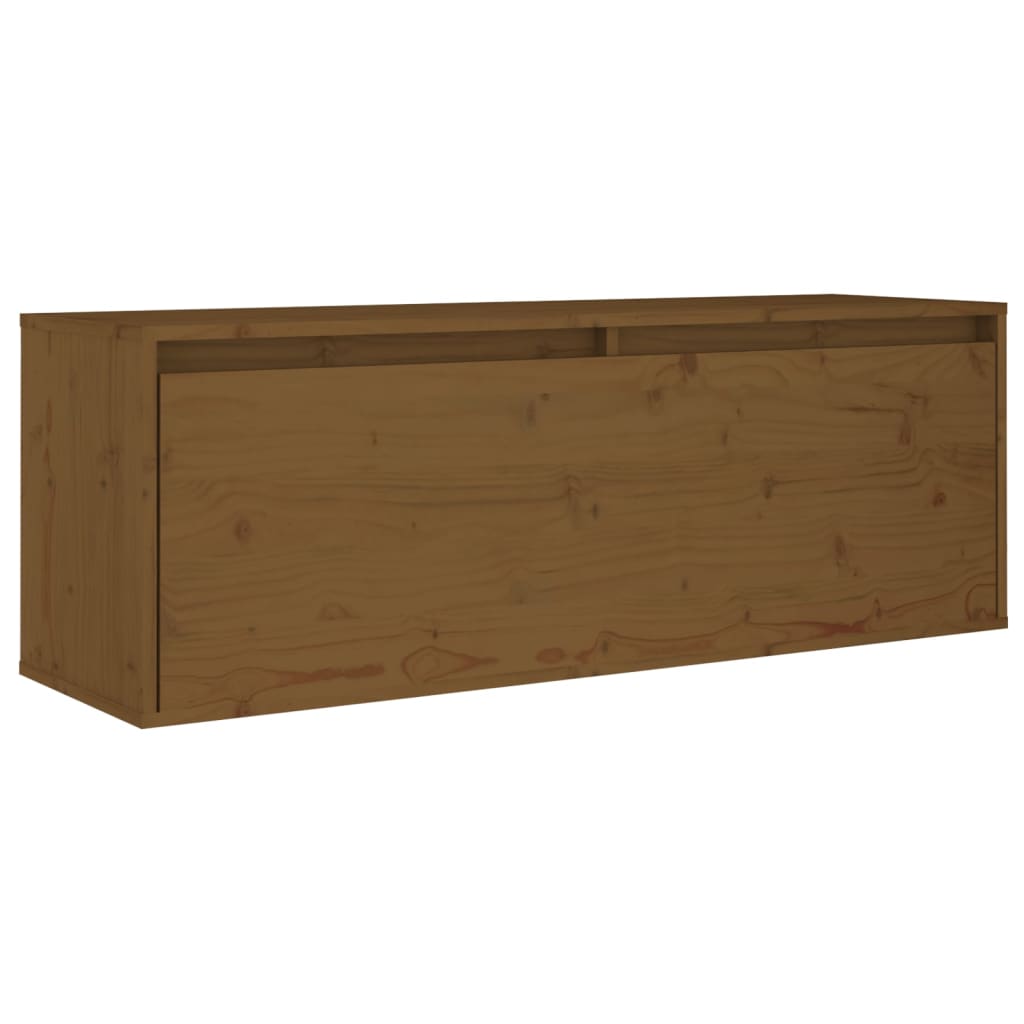 Honey brown wall cabinet 100x30x35 cm solid pine wood
