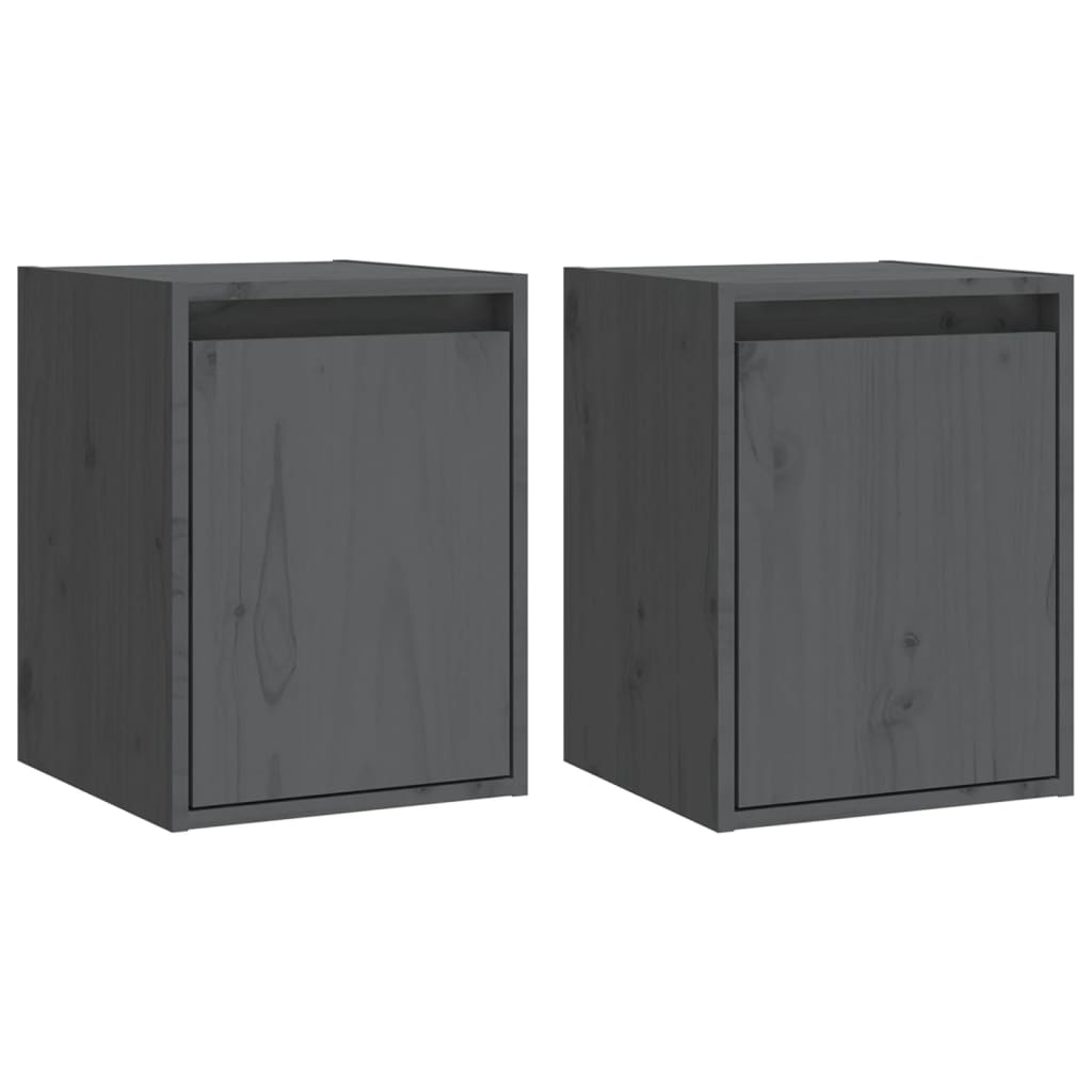 Wall cabinets 2 pcs gray 30x30x40 cm solid pine wood
